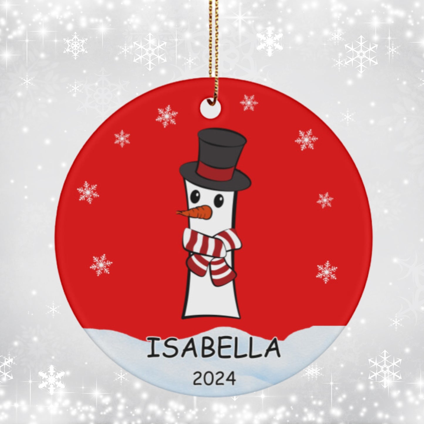 Personalized Snowman Initial Ornament