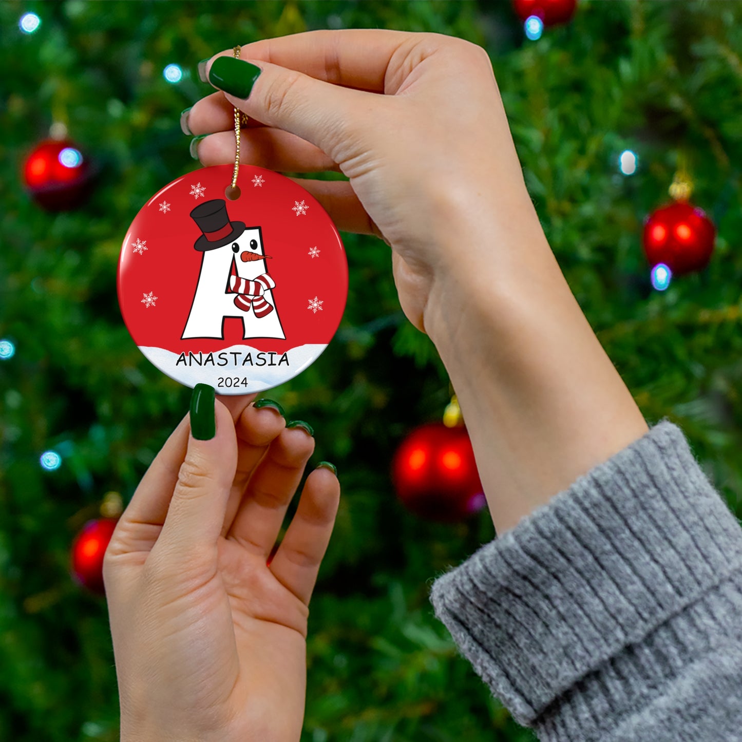Personalized Snowman Initial Ornament