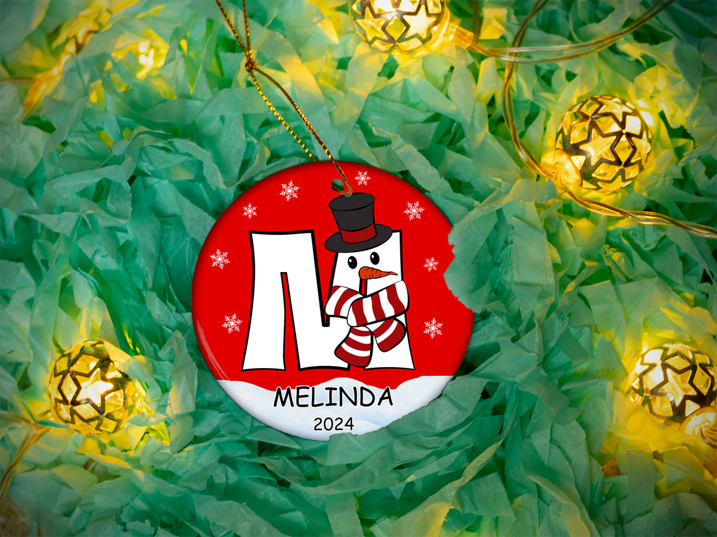 Personalized Snowman Initial Ornament