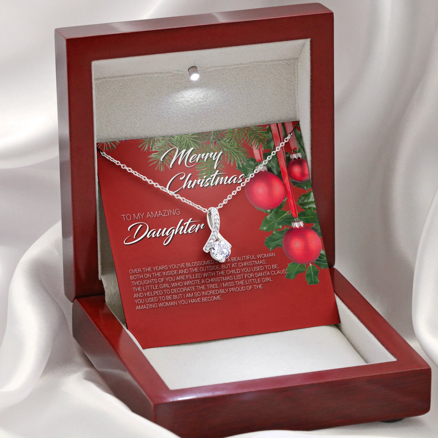 To My Amazing Daughter Christmas Message Card Necklace