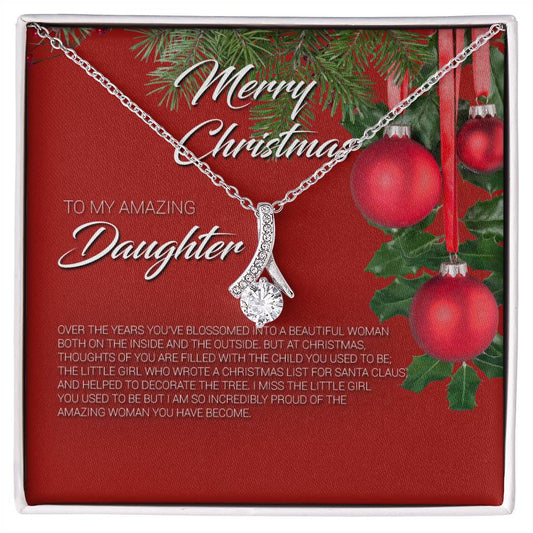 To My Amazing Daughter Christmas Message Card Necklace
