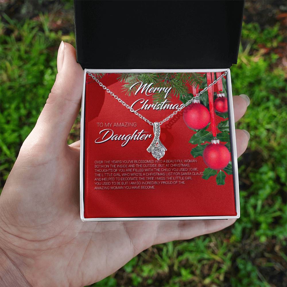 To My Amazing Daughter Christmas Message Card Necklace