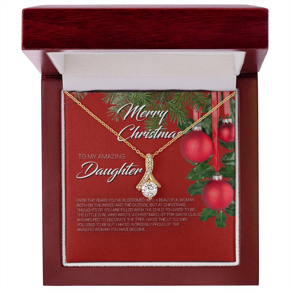 To My Amazing Daughter Christmas Message Card Necklace