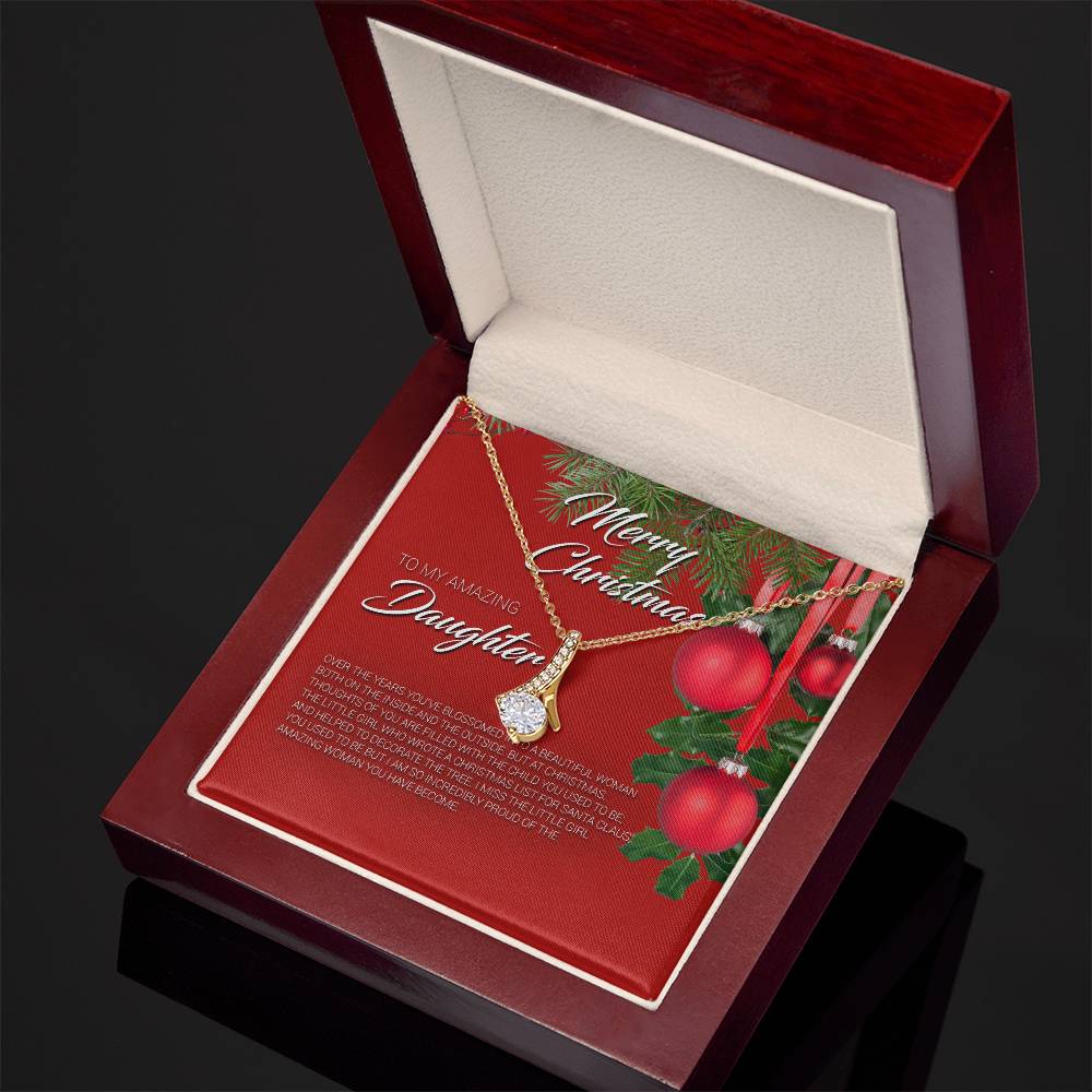 To My Amazing Daughter Christmas Message Card Necklace