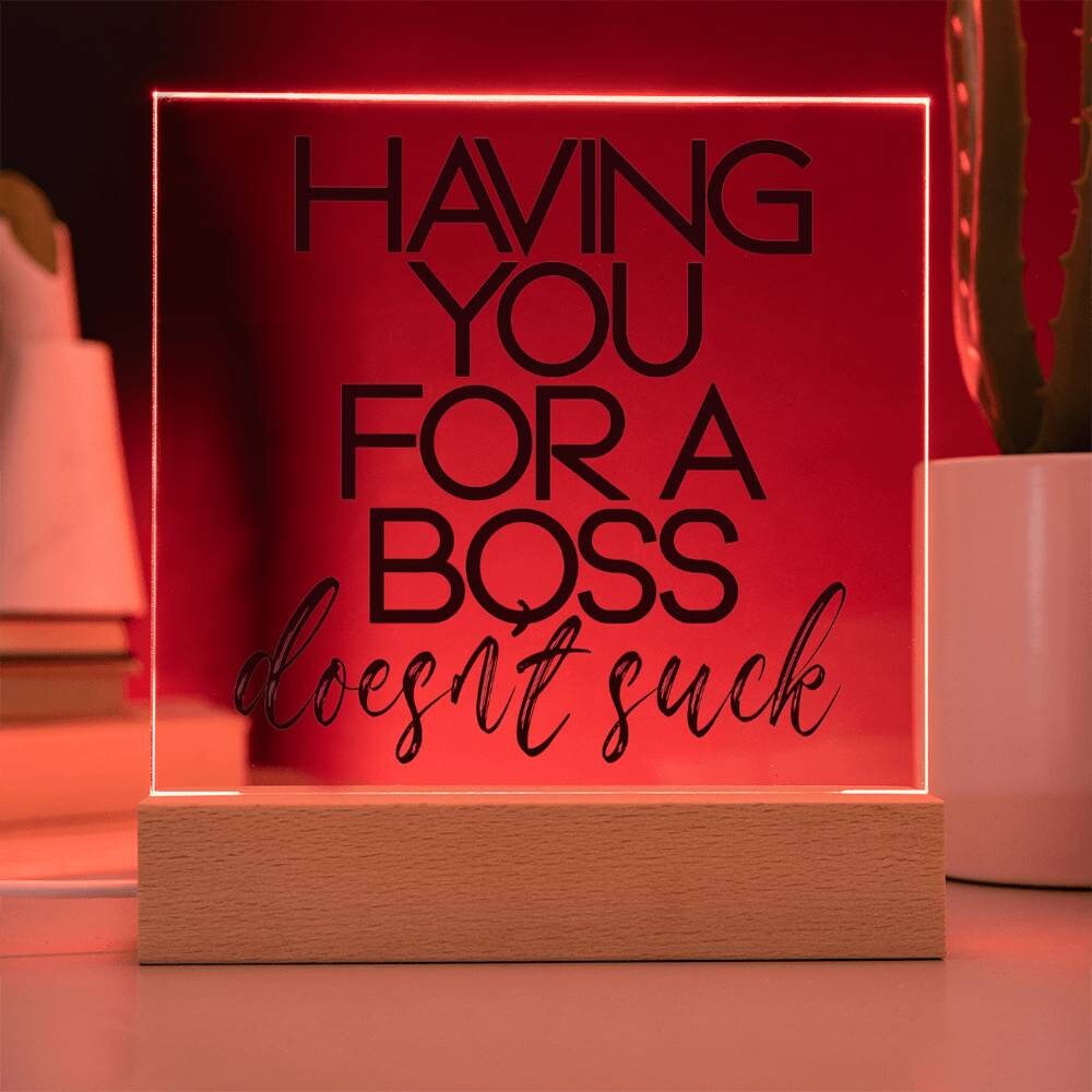 Funny Boss Gift - Having You For A Boss That Doesn't Suck Plaque