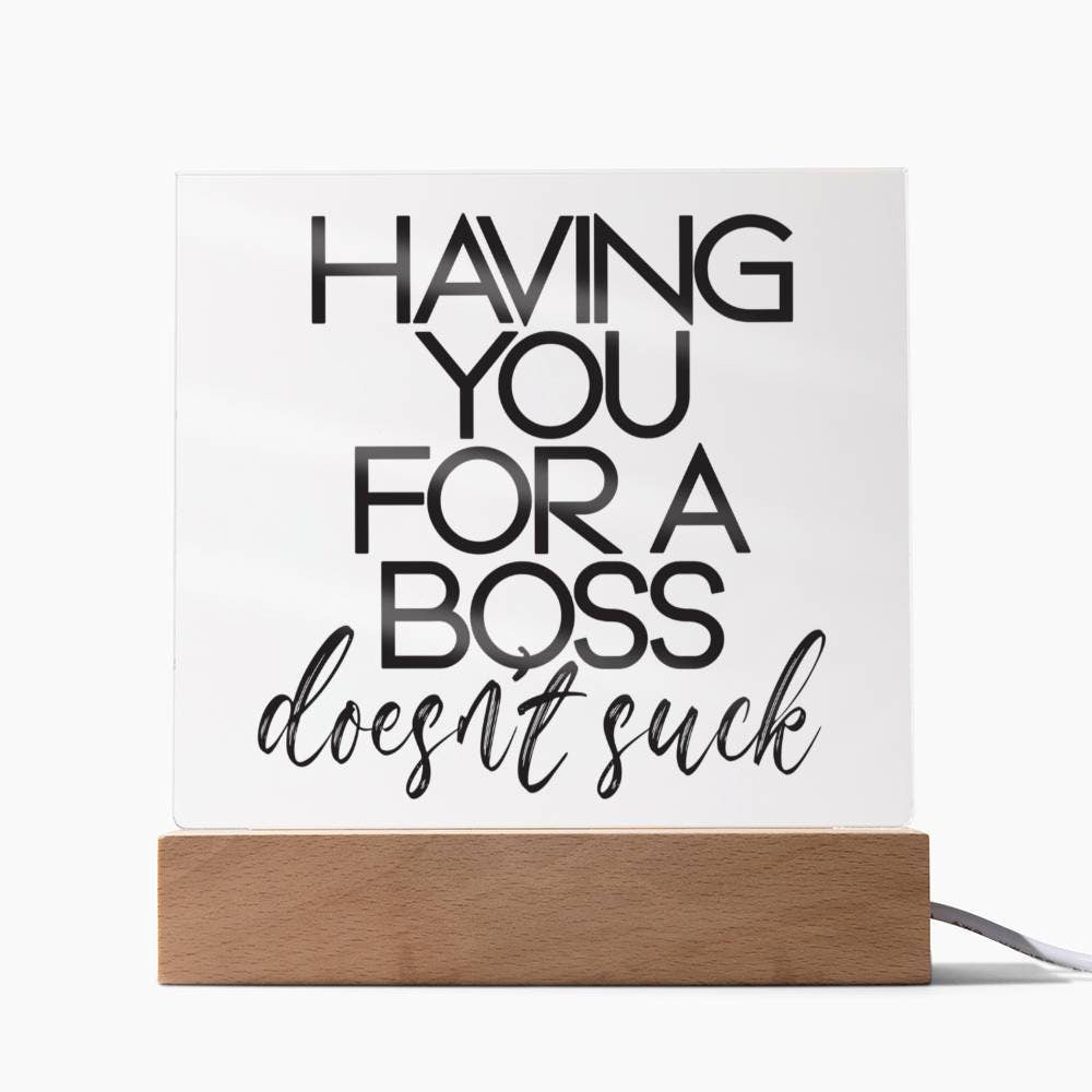 Funny Boss Gift - Having You For A Boss That Doesn't Suck Plaque