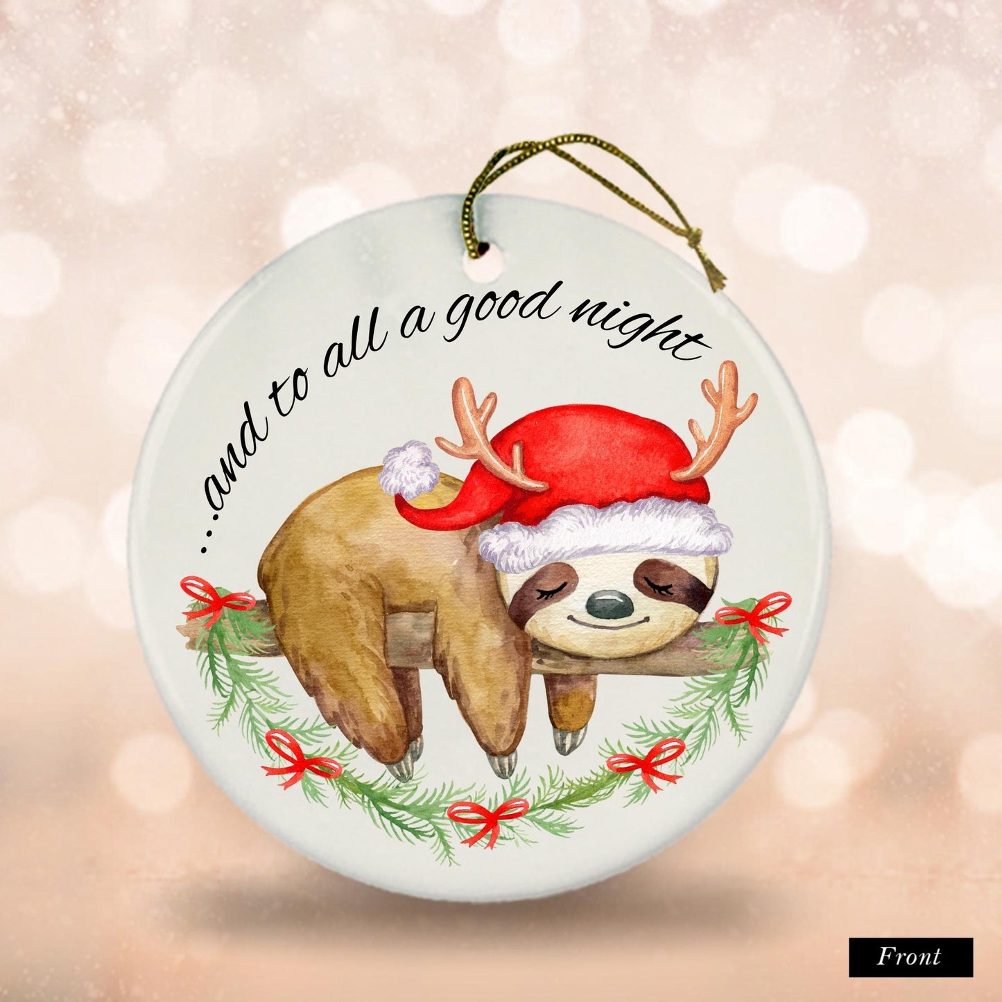 Good Night Christmas Sloth Ornament