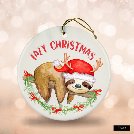 Lazy Christmas Sloth Ornament