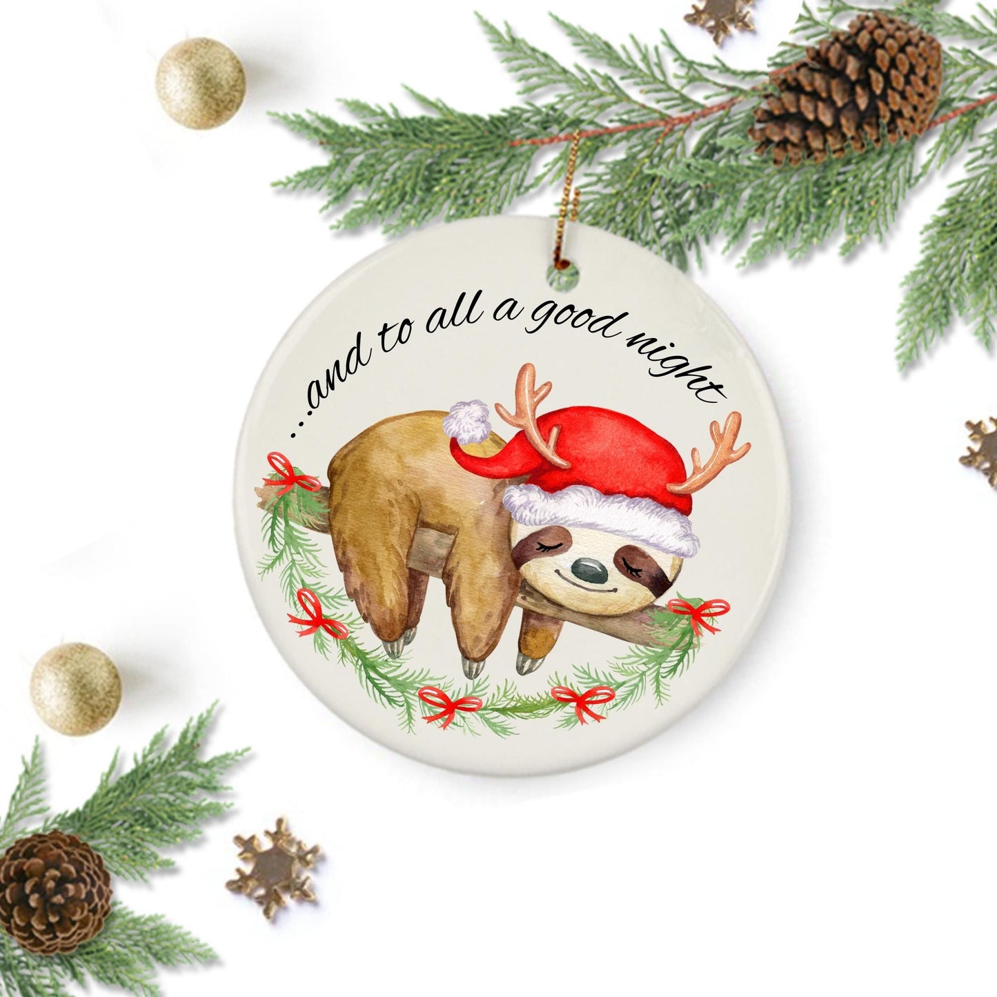 Good Night Christmas Sloth Ornament