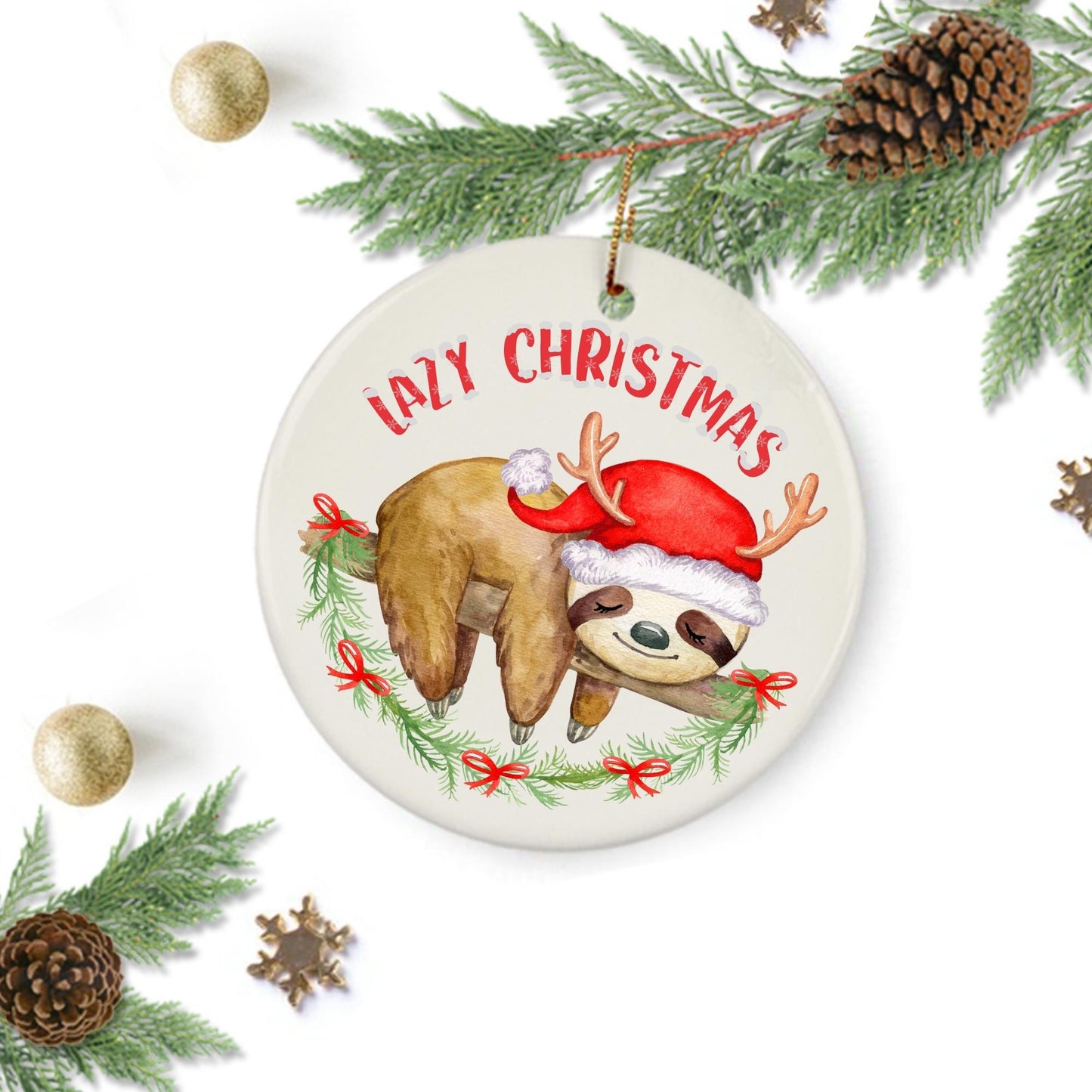 Lazy Christmas Sloth Ornament