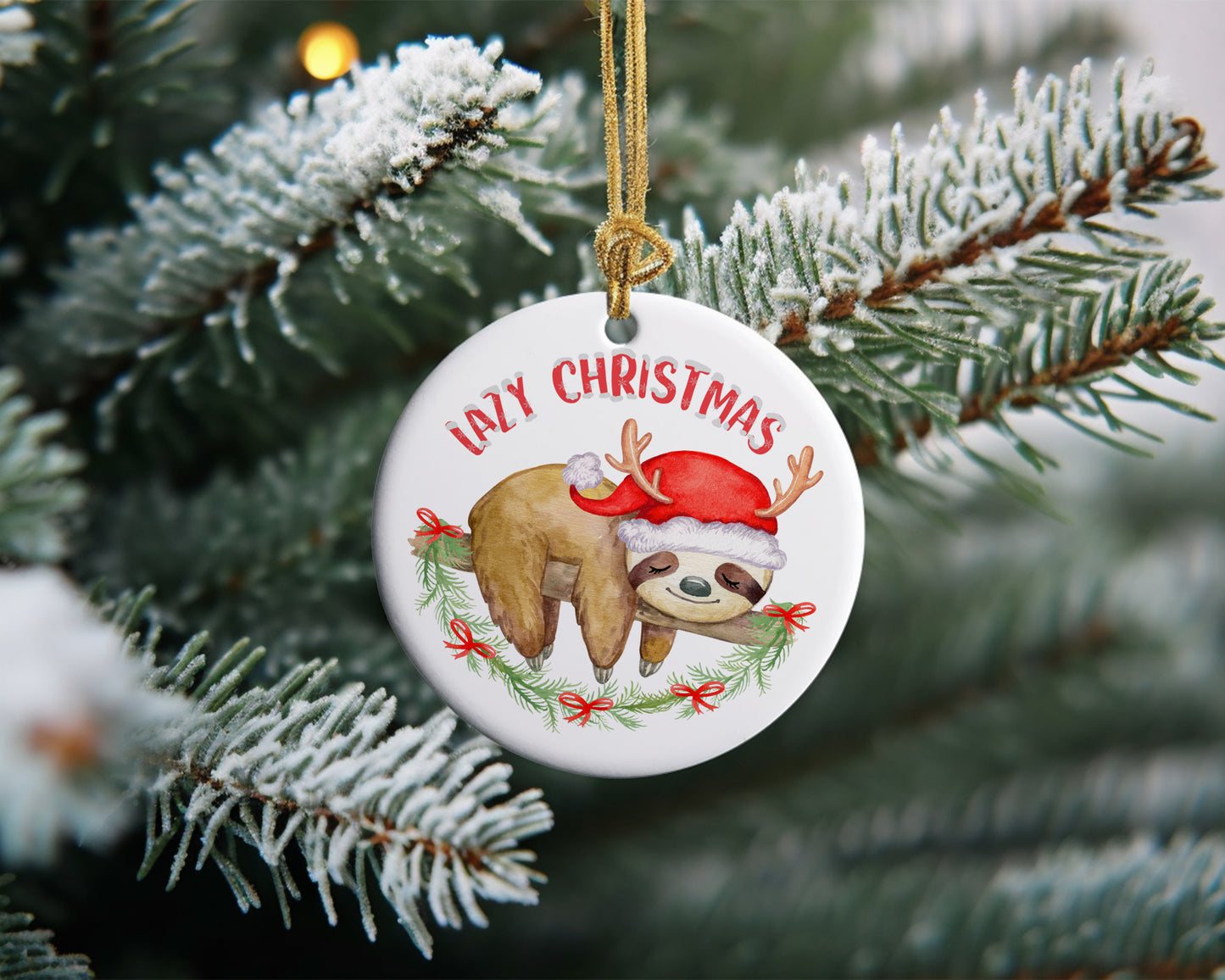 Lazy Christmas Sloth Ornament