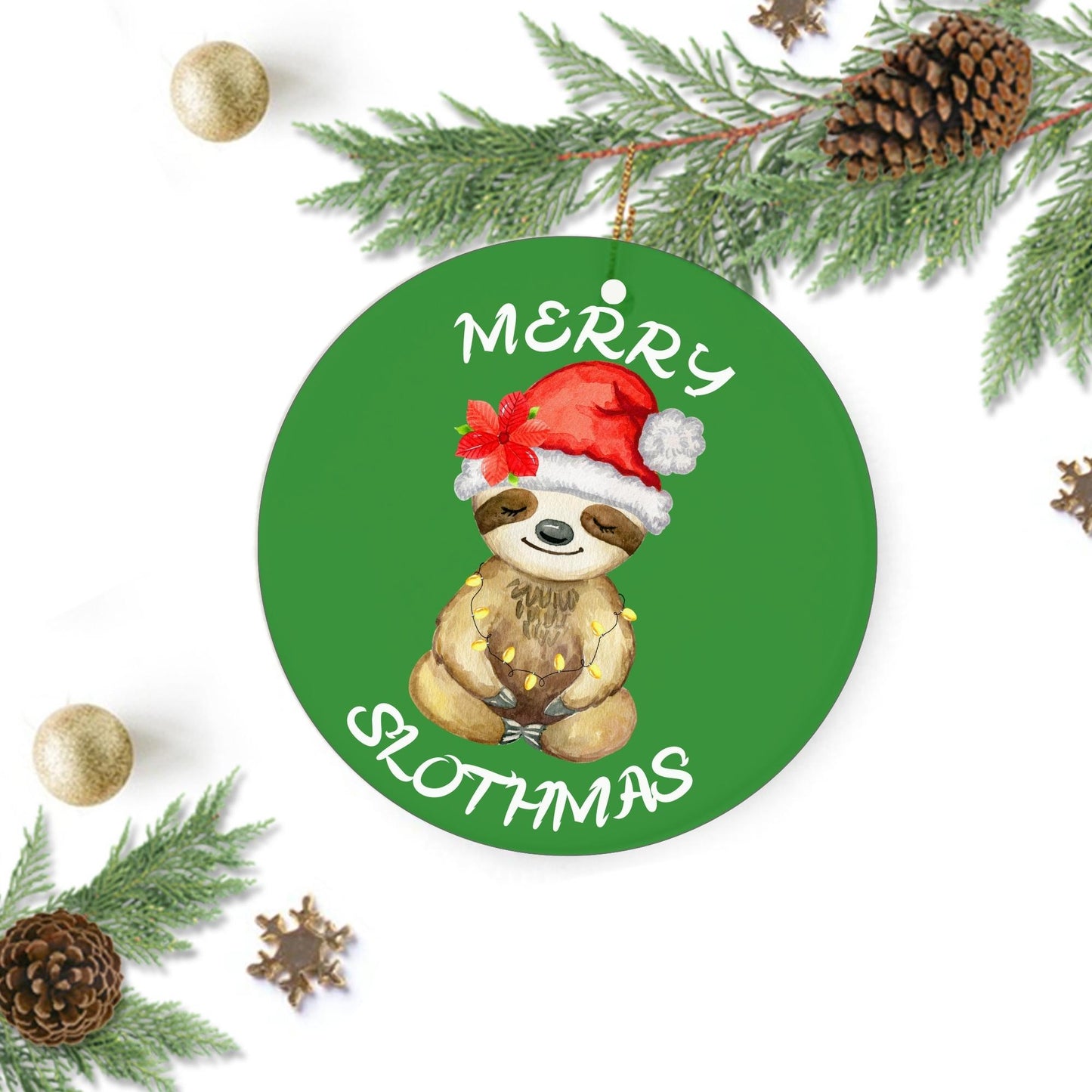 Merry Slothmas Christmas Ornament