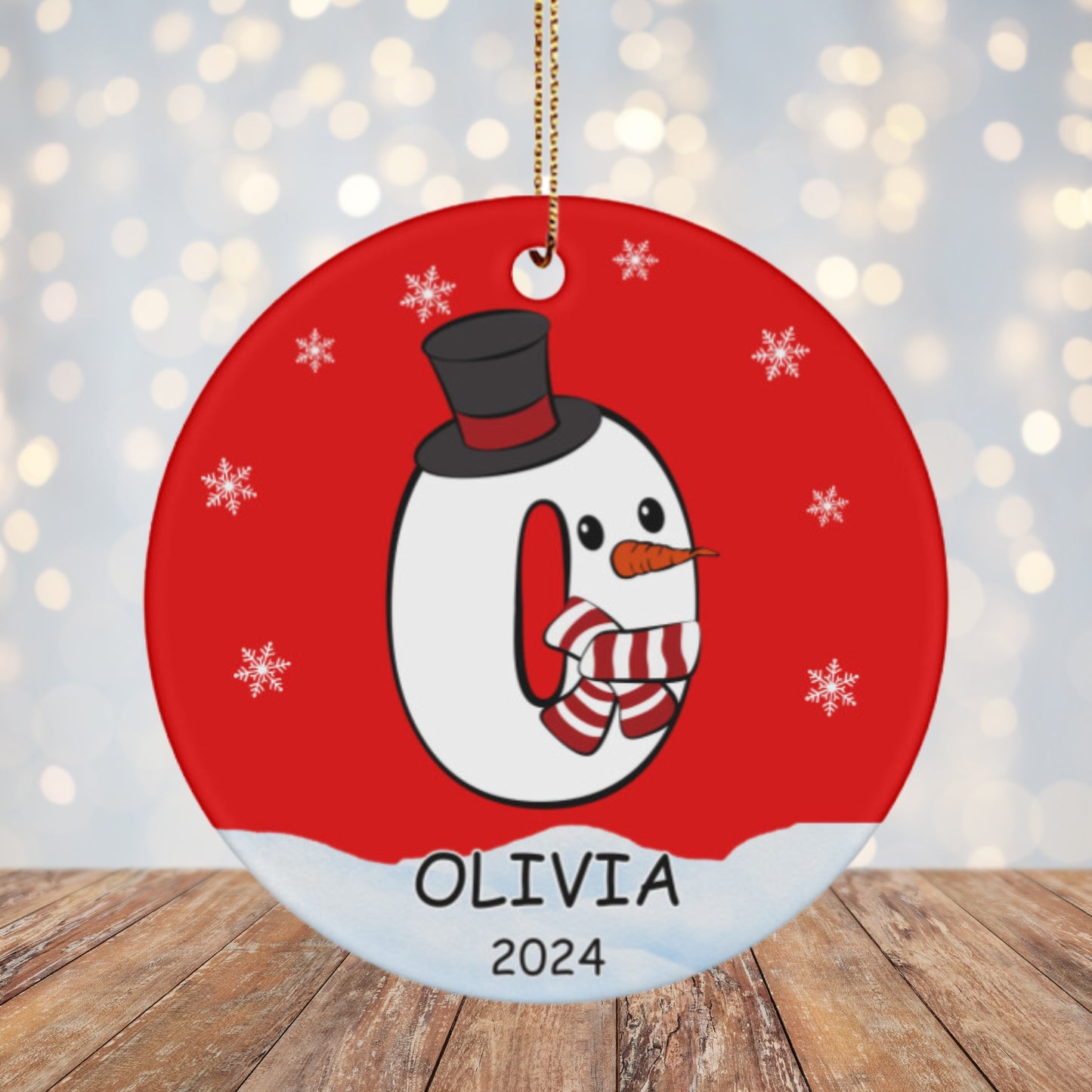 Personalized Snowman Initial Ornament