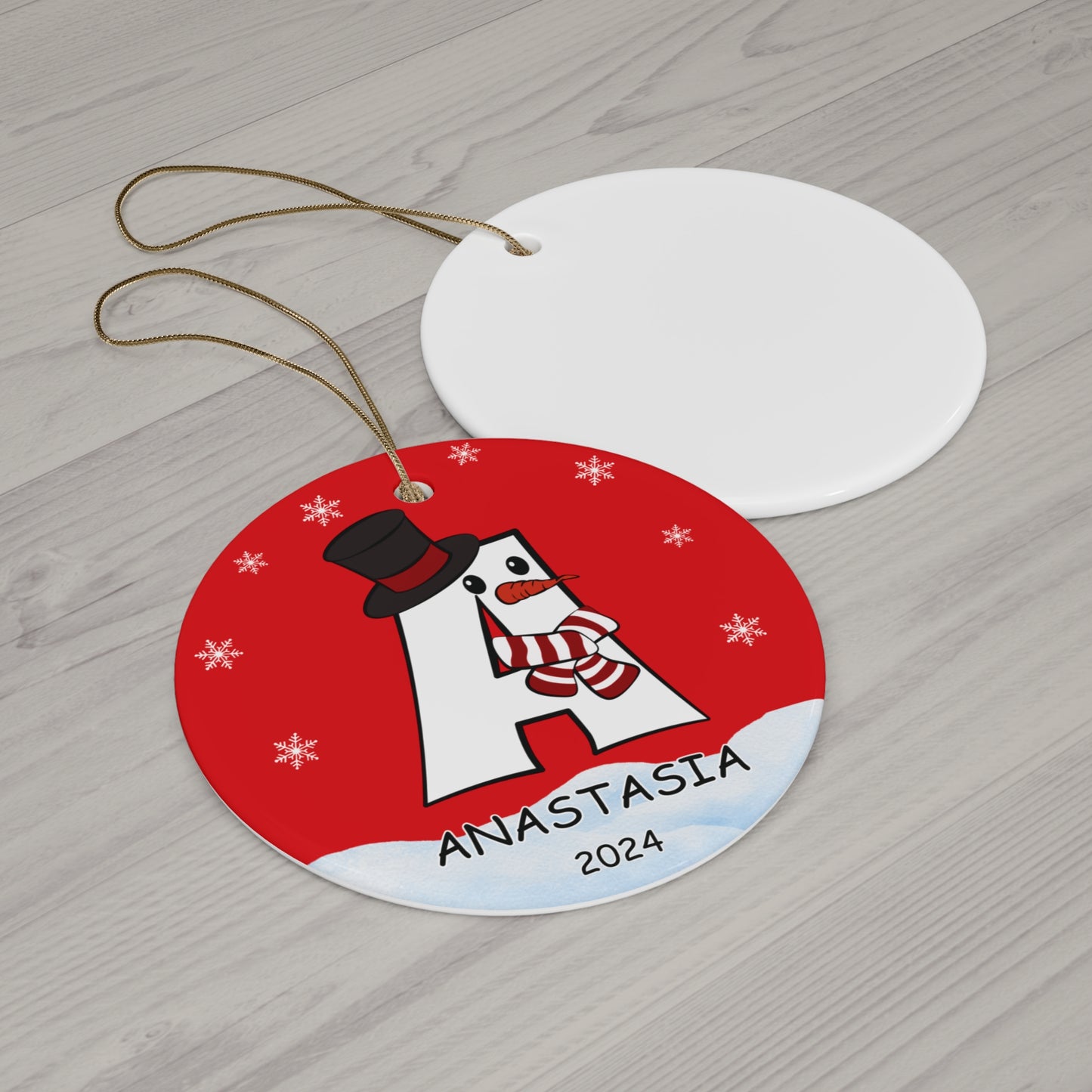 Personalized Snowman Initial Ornament