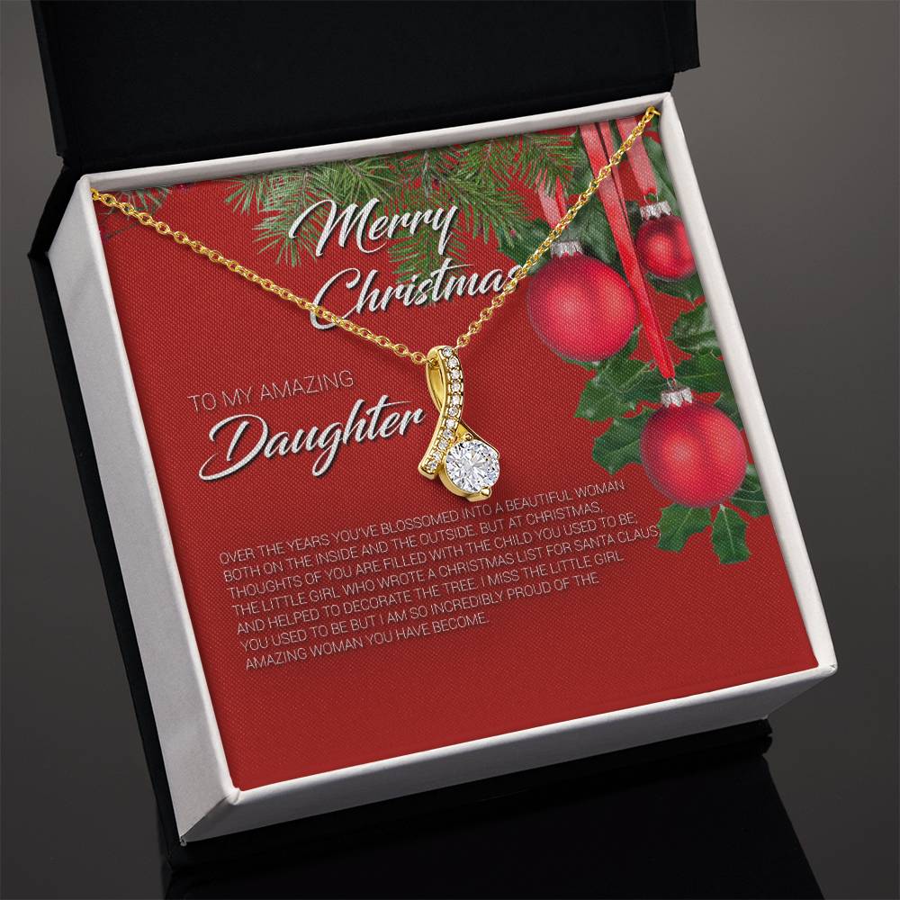 To My Amazing Daughter Christmas Message Card Necklace