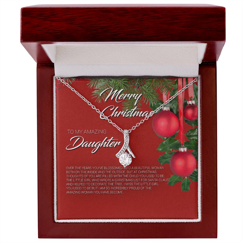 To My Amazing Daughter Christmas Message Card Necklace