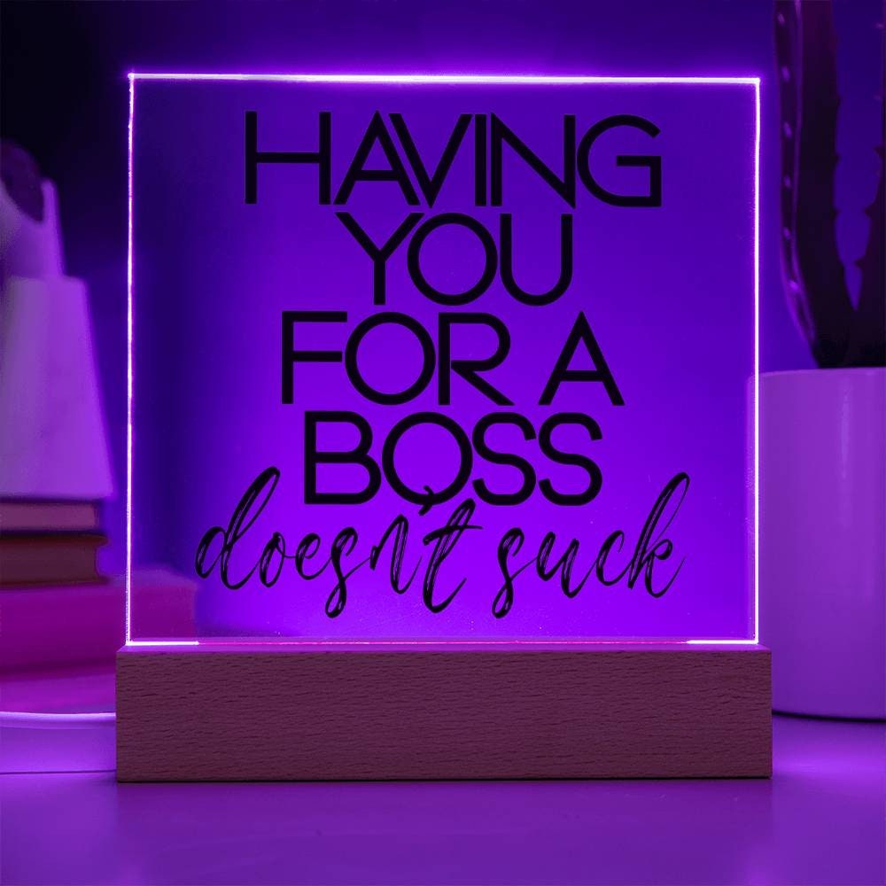 Funny Boss Gift - Having You For A Boss That Doesn't Suck Plaque