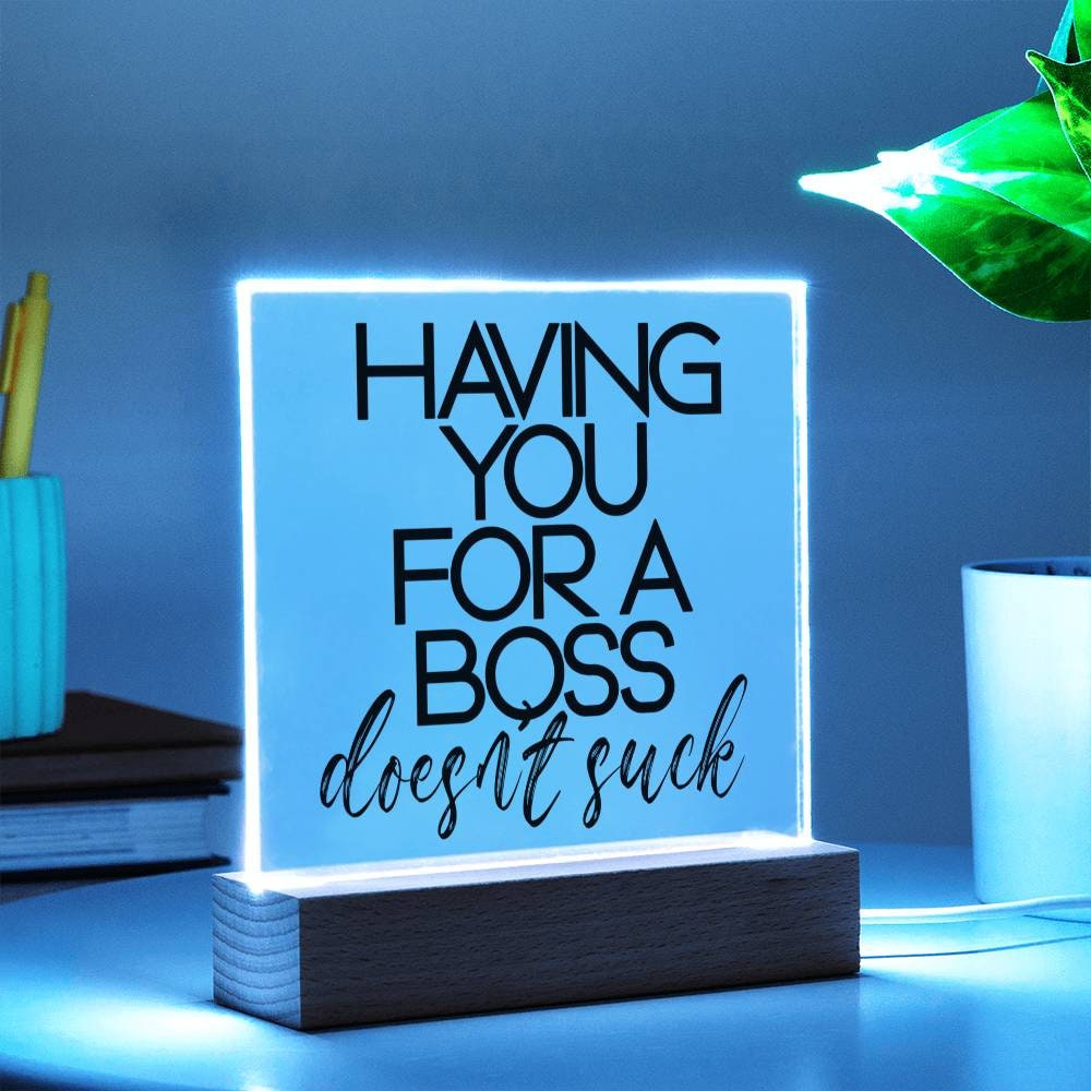 Funny Boss Gift - Having You For A Boss That Doesn't Suck Plaque