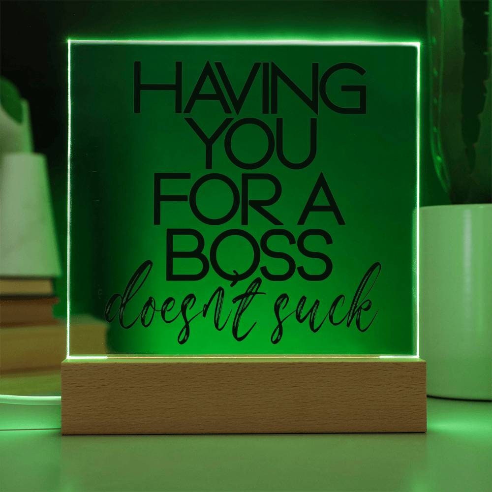 Funny Boss Gift - Having You For A Boss That Doesn't Suck Plaque