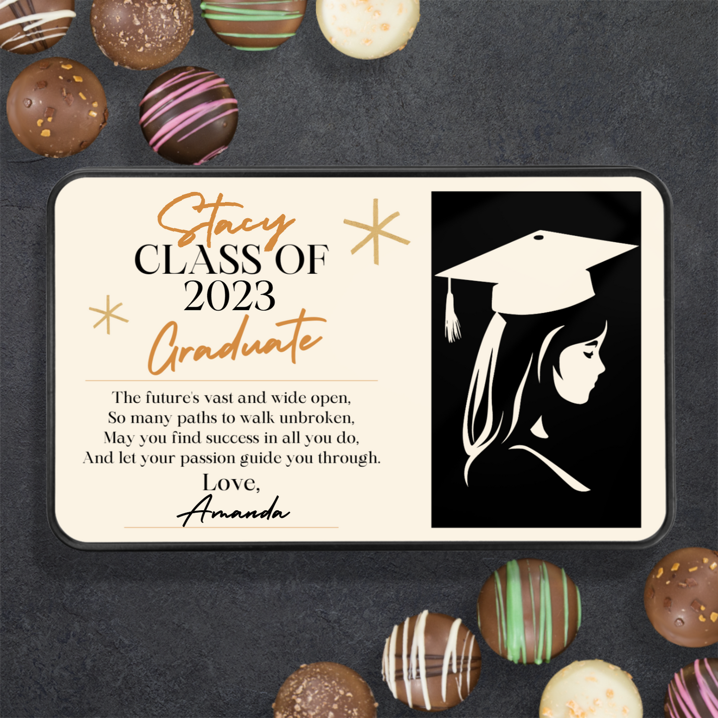 Class of 2023 Personalized Gift For Her Chocolate Graduation Gift Keepsake Tin