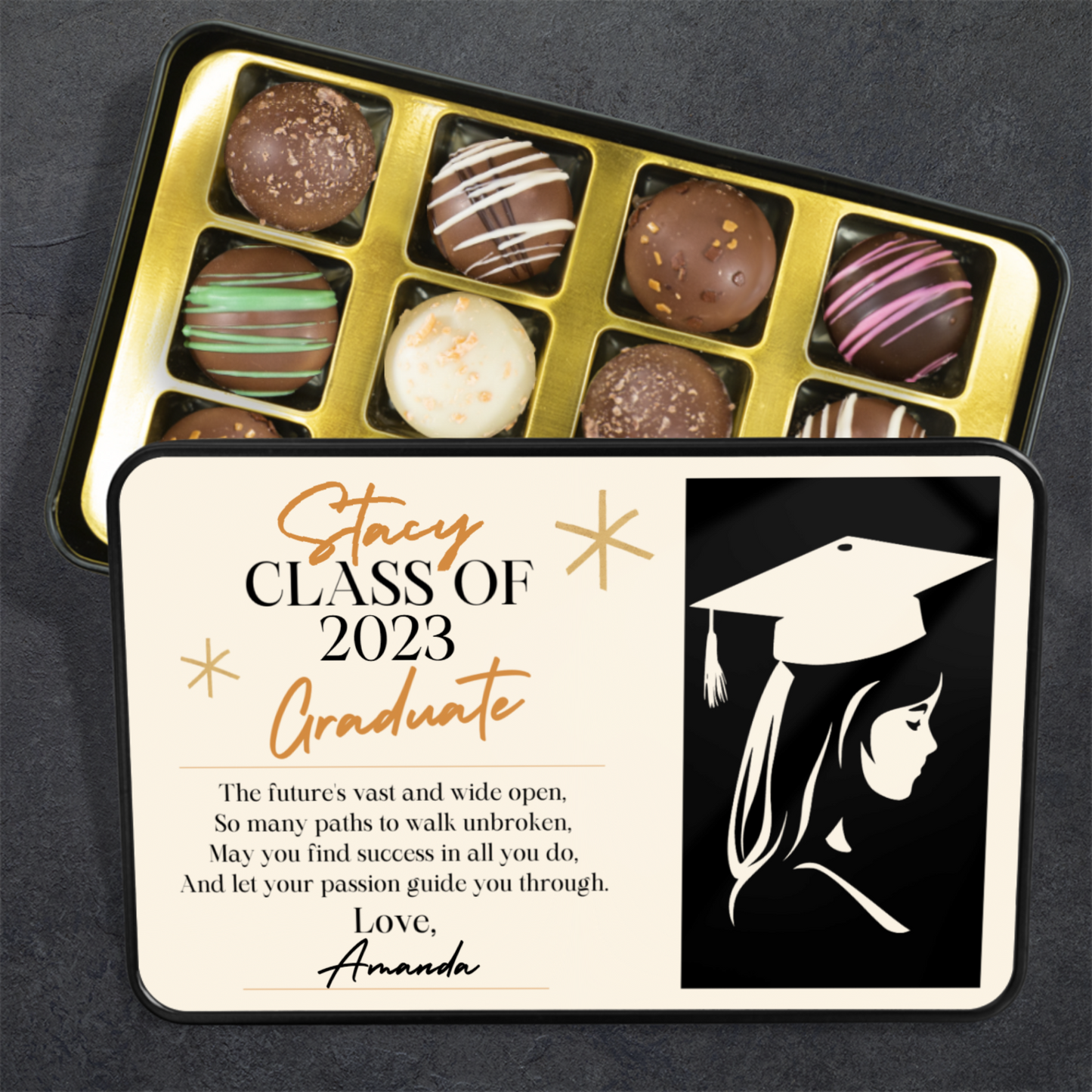 Class of 2023 Personalized Gift For Her Chocolate Graduation Gift Keepsake Tin