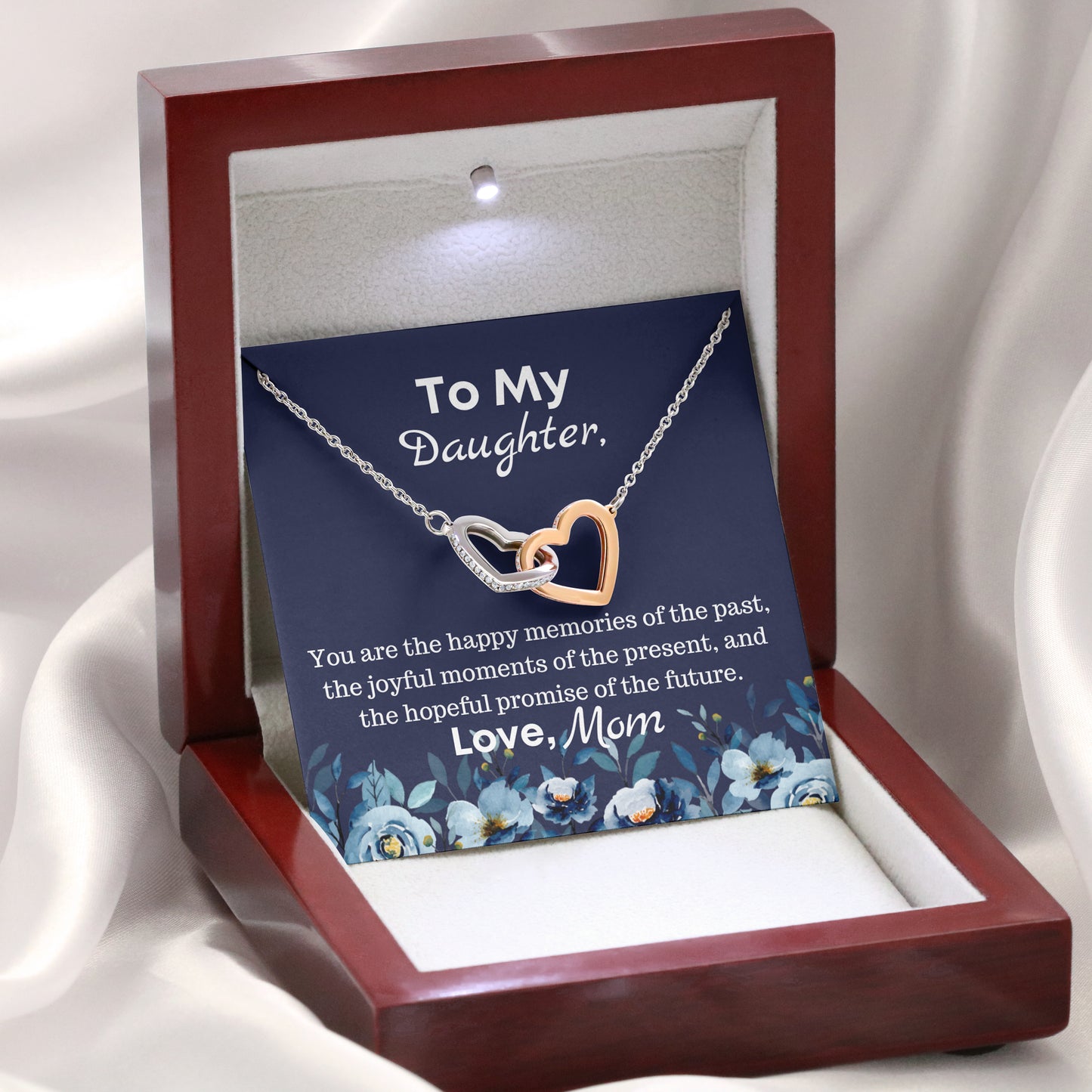 Gift For Daughter From Mom - You Are The Happy Memories Interlocking Hearts Necklace