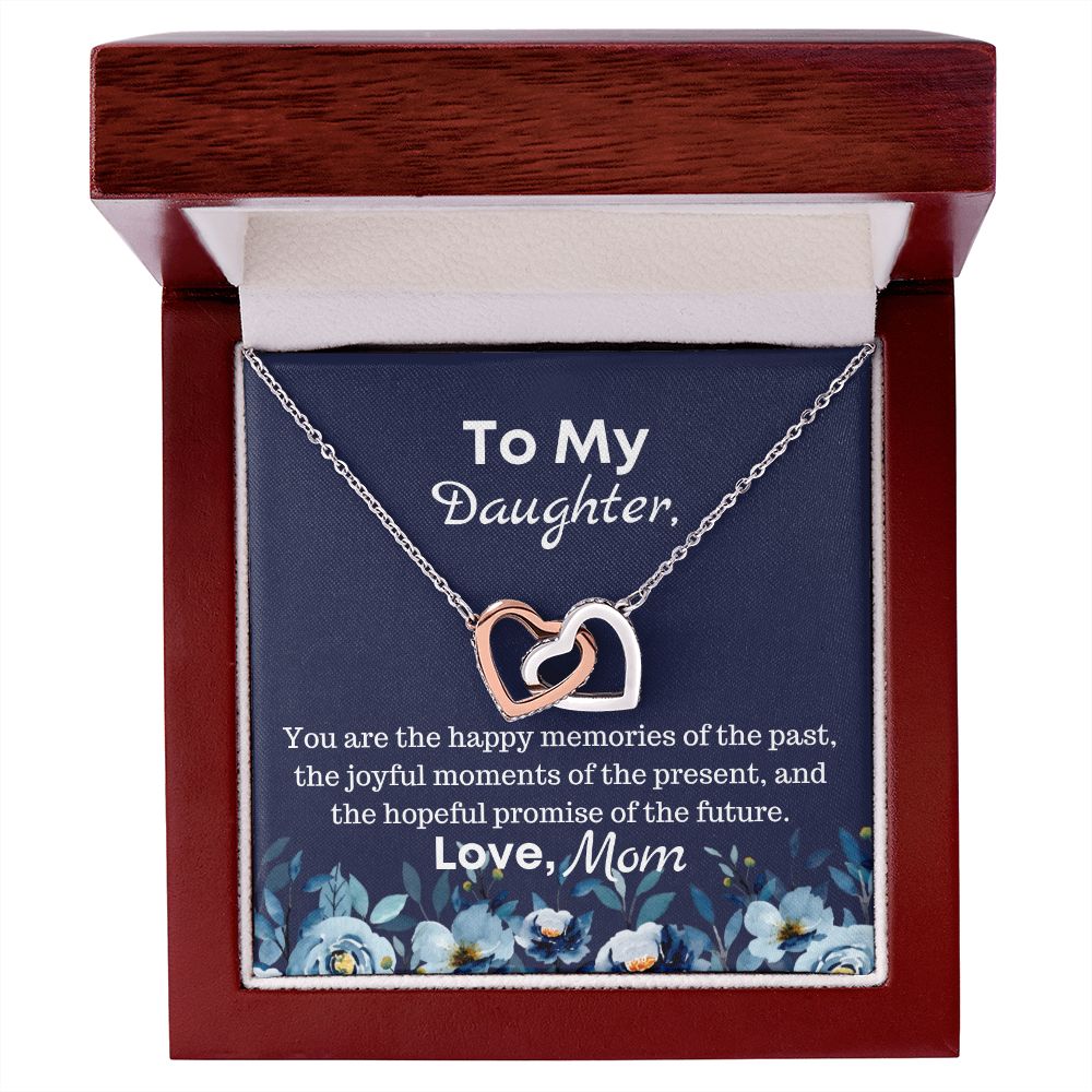 Gift For Daughter From Mom - You Are The Happy Memories Interlocking Hearts Necklace