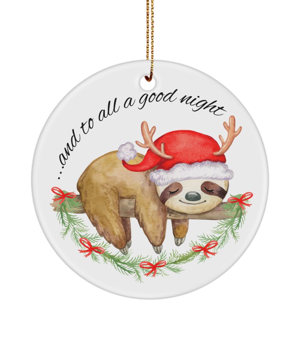 Good Night Christmas Sloth Ornament