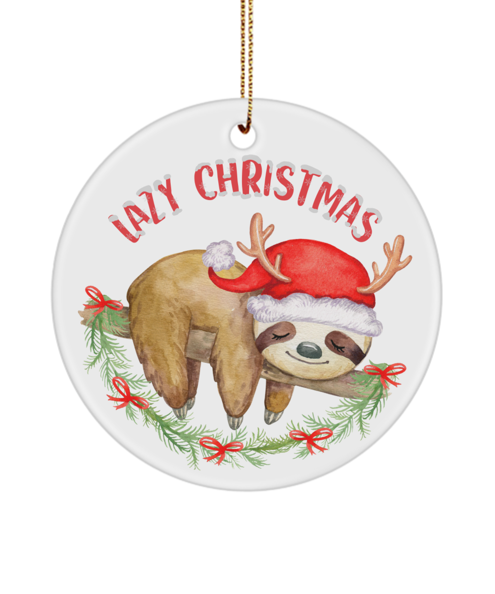 Lazy Christmas Sloth Ornament