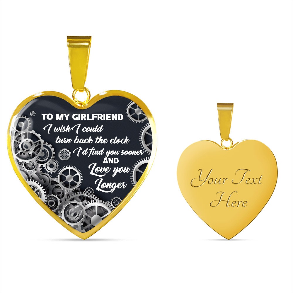 To My Girlfriend Turn Back The Clock Heart Necklace Pendant