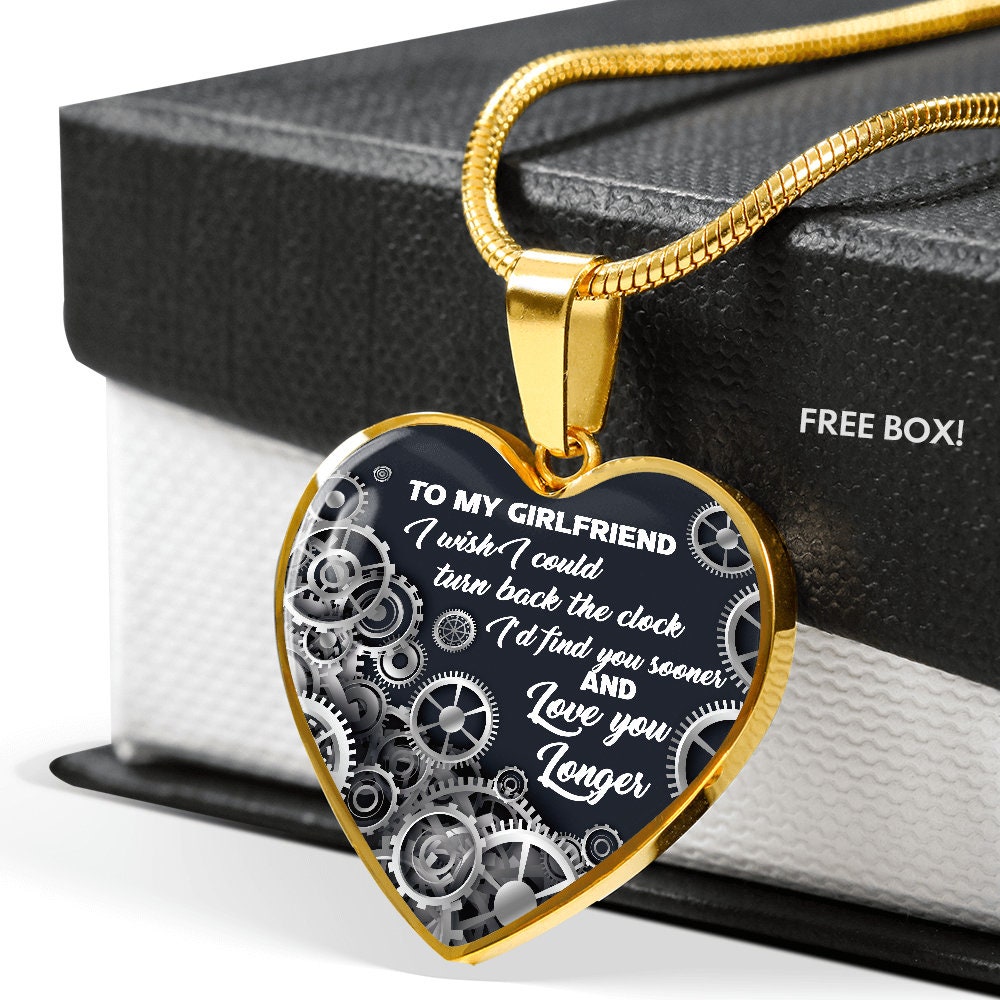 To My Girlfriend Turn Back The Clock Heart Necklace Pendant