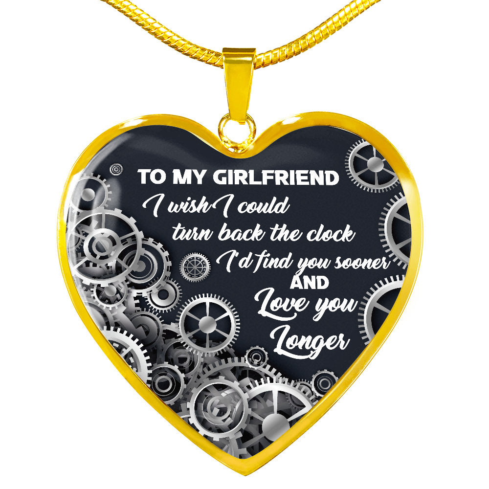 To My Girlfriend Turn Back The Clock Heart Necklace Pendant