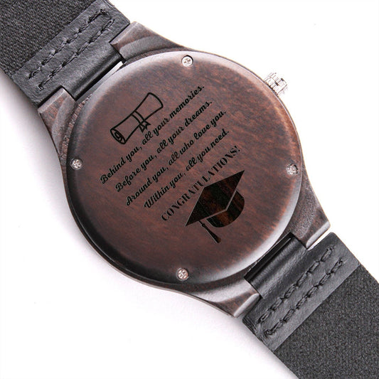 Engraved Wood Watch Graduation Gift For Him