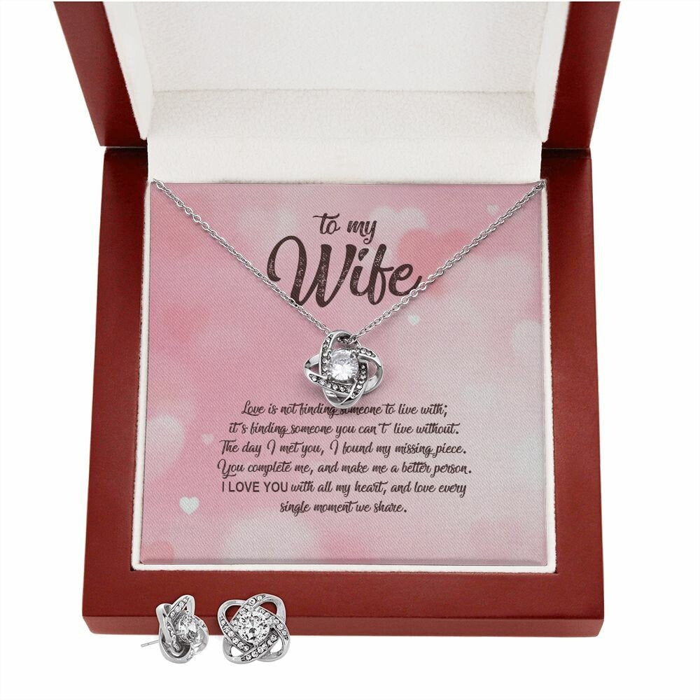 To My Wife Message Card, Necklace, and Earring Set