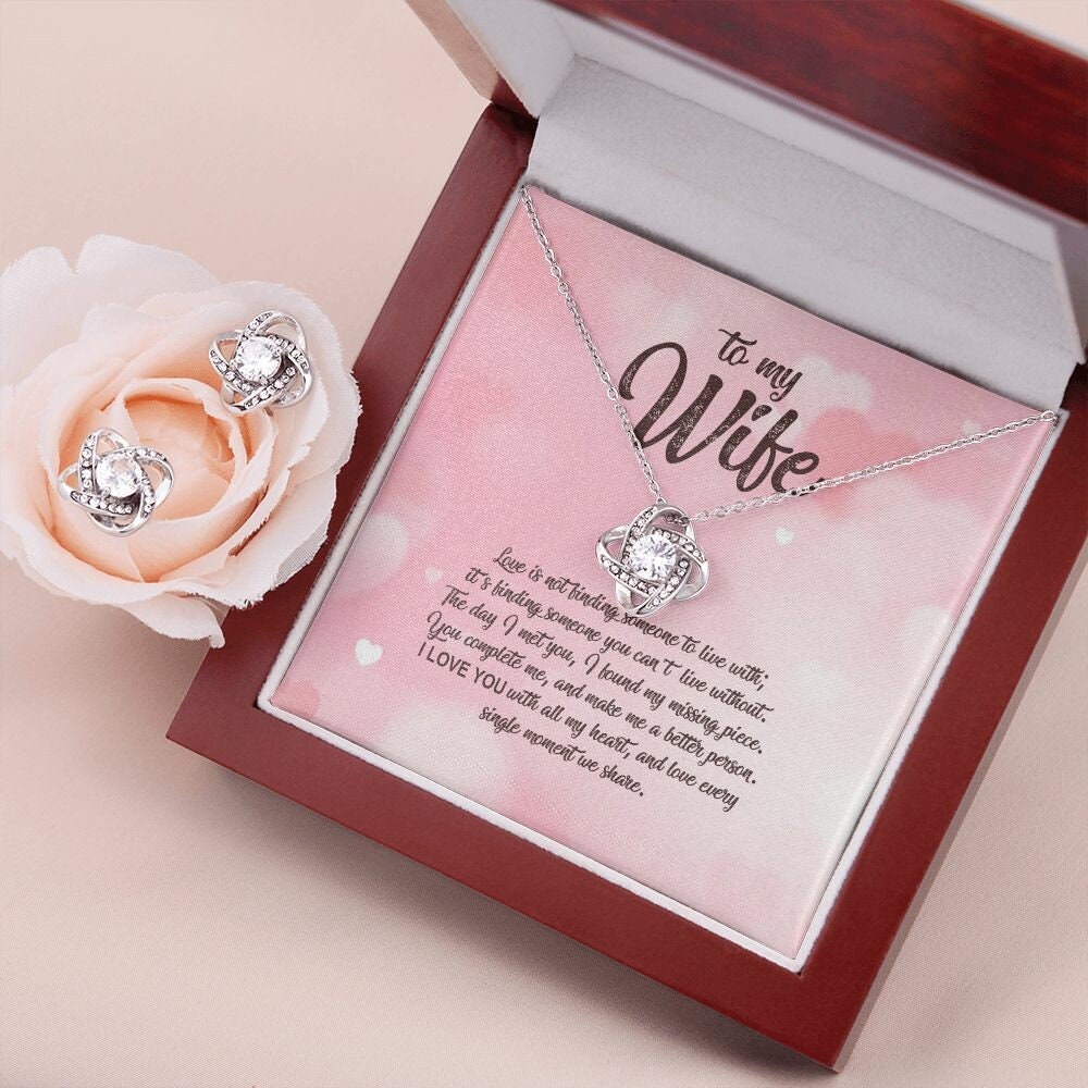 To My Wife Message Card, Necklace, and Earring Set