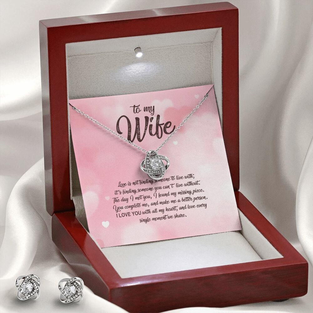 To My Wife Message Card, Necklace, and Earring Set