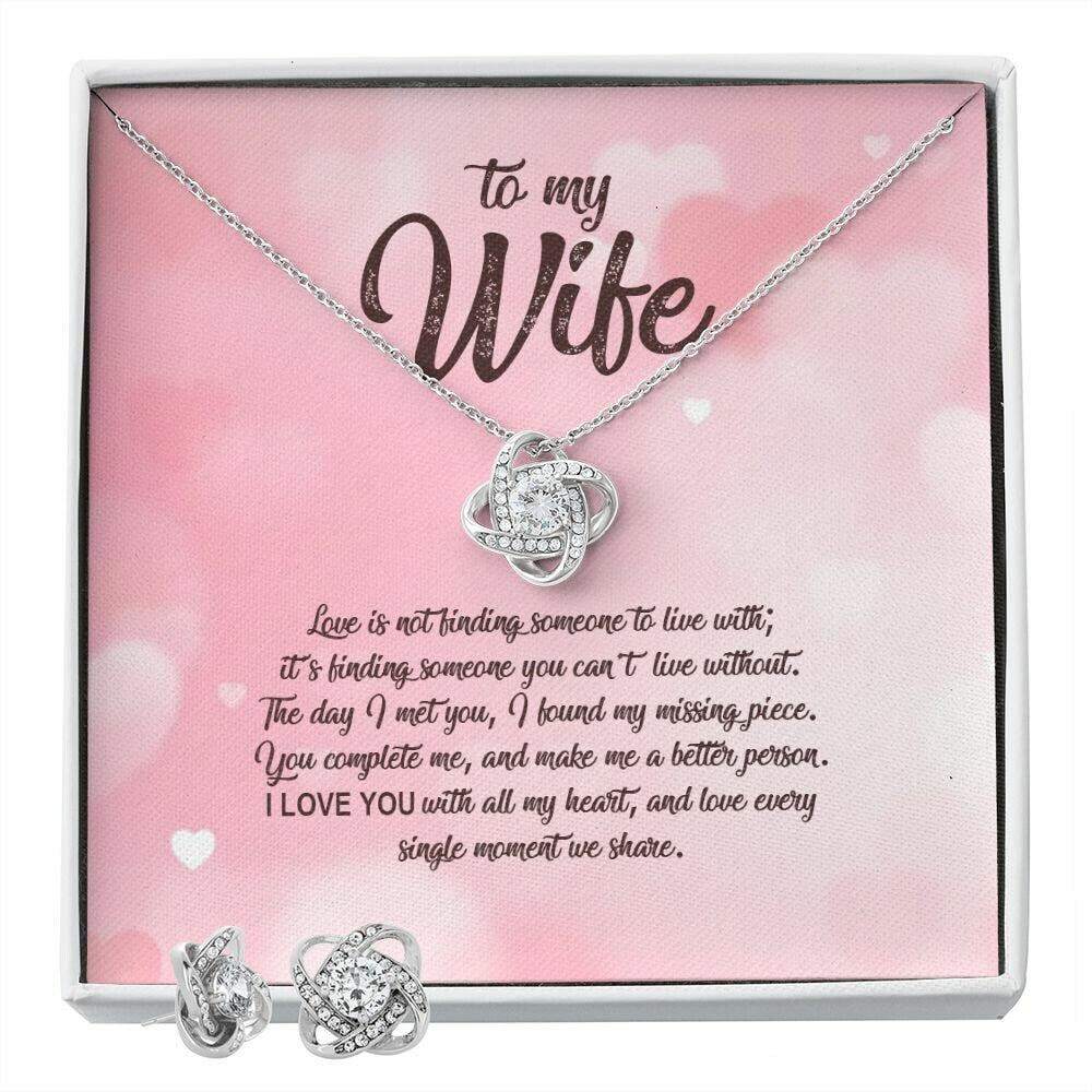 To My Wife Message Card, Necklace, and Earring Set