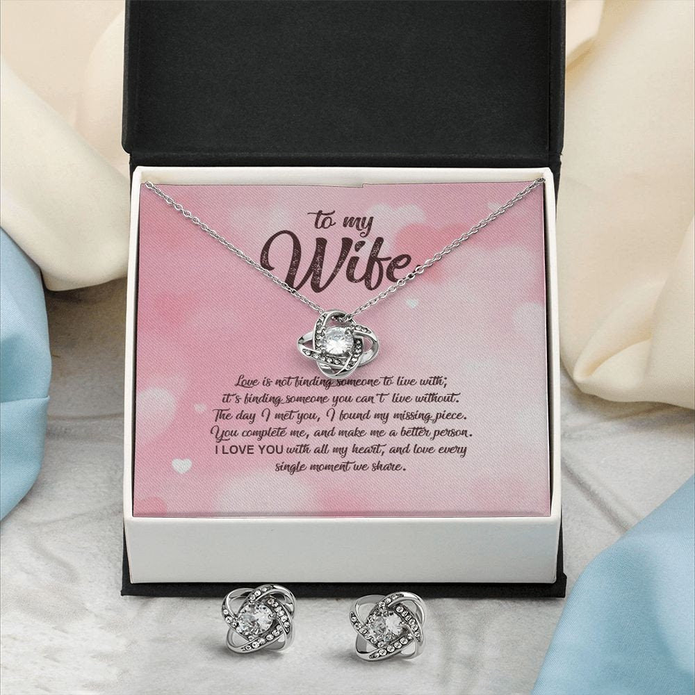 To My Wife Message Card, Necklace, and Earring Set