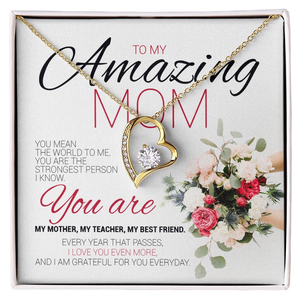 Amazing Mom Message Card Necklace