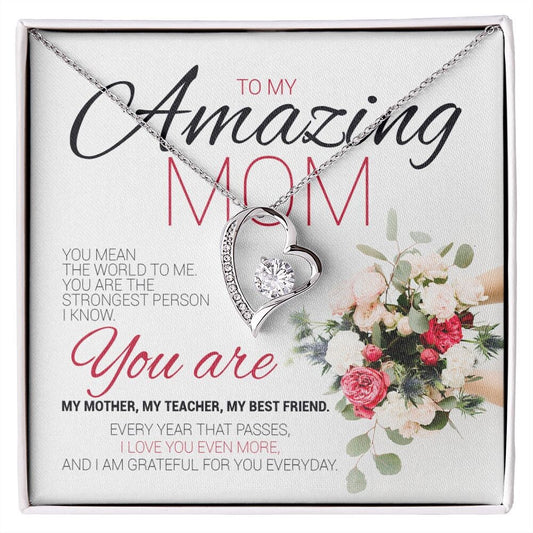 Amazing Mom Message Card Necklace